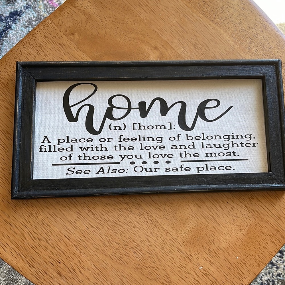 Reverse Canvas Black Frame Sign “HOME”
